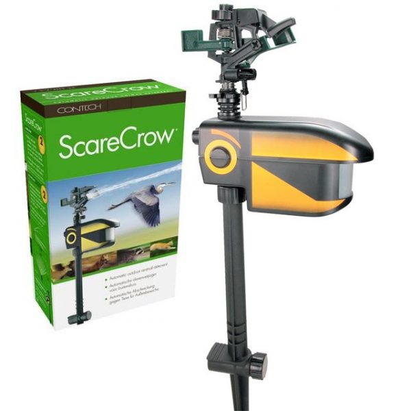 Scarecrow motion sensor sprinkler for heron control Hanover Koi Farms